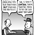 TOMMY: I want to go over how you Tea Partiers ACT at the protest.
LUDWIG: Sir, I don't CONTROL them. They're free to do or say what they want.